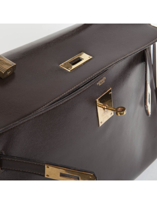 32 vintage box brown leather HERMES Kelly bag