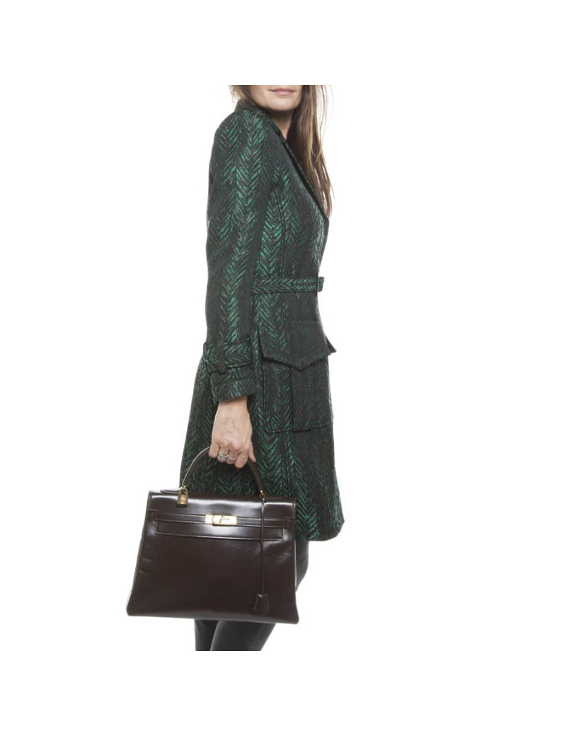 Sac Kelly 32 HERMES vintage cuir box marron 