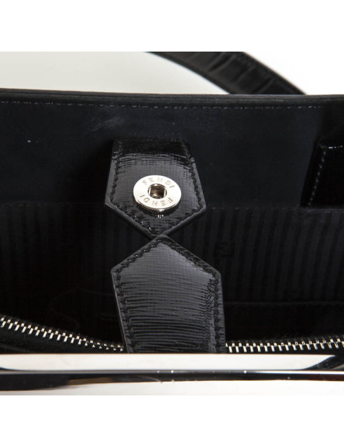 Sac FENDI cuir verni noir