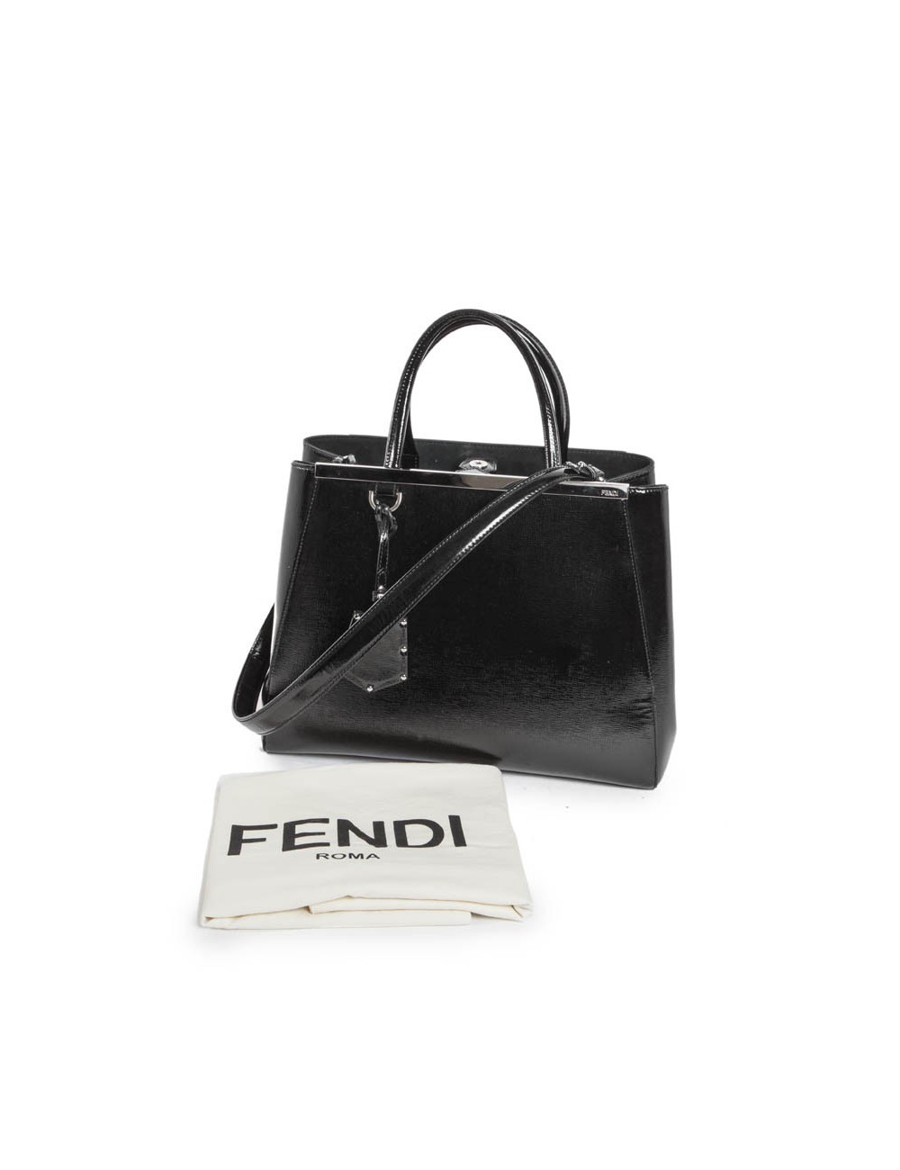 Sac FENDI cuir verni noir