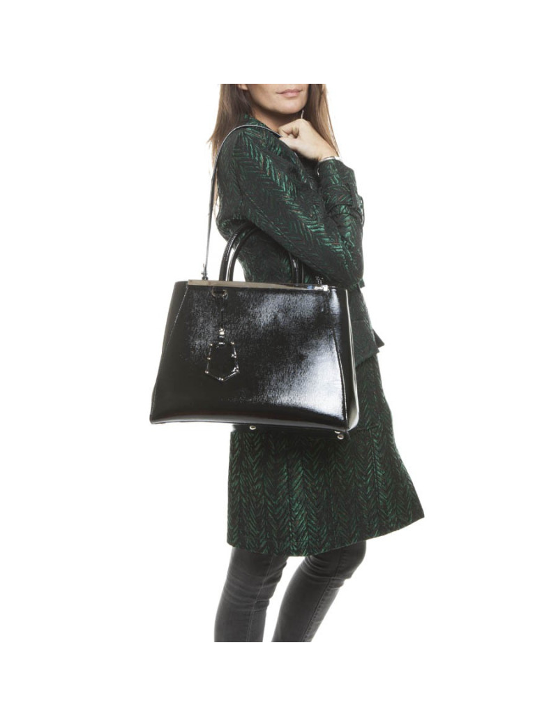 Sac FENDI cuir verni noir