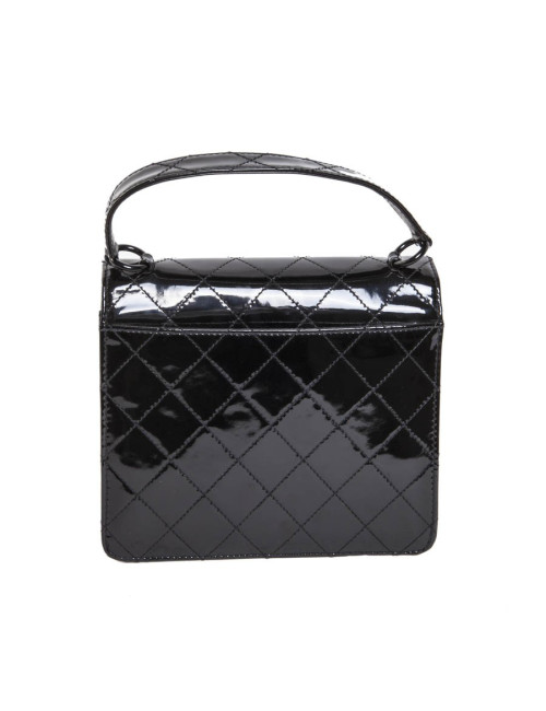 Sac CHANEL cuir verni noir vintage