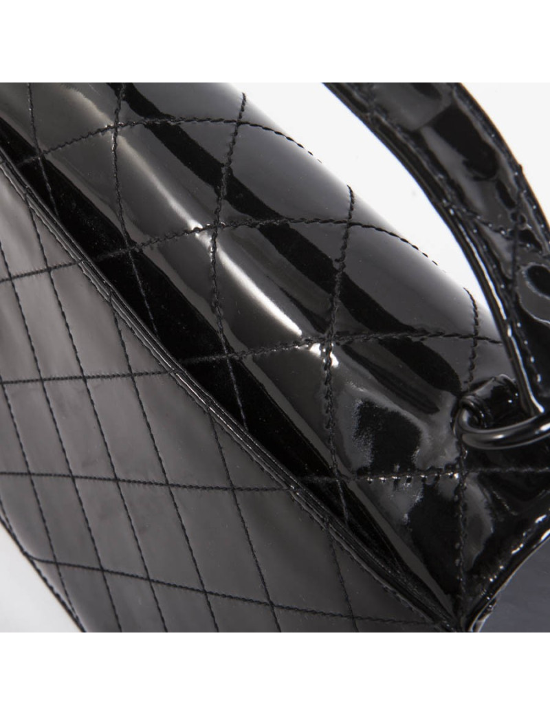 Sac CHANEL cuir verni noir vintage