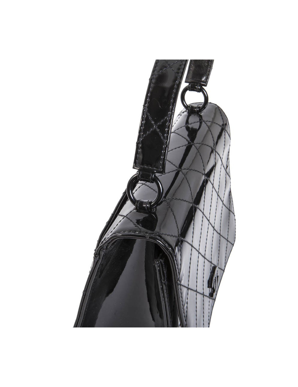 Sac CHANEL cuir verni noir vintage