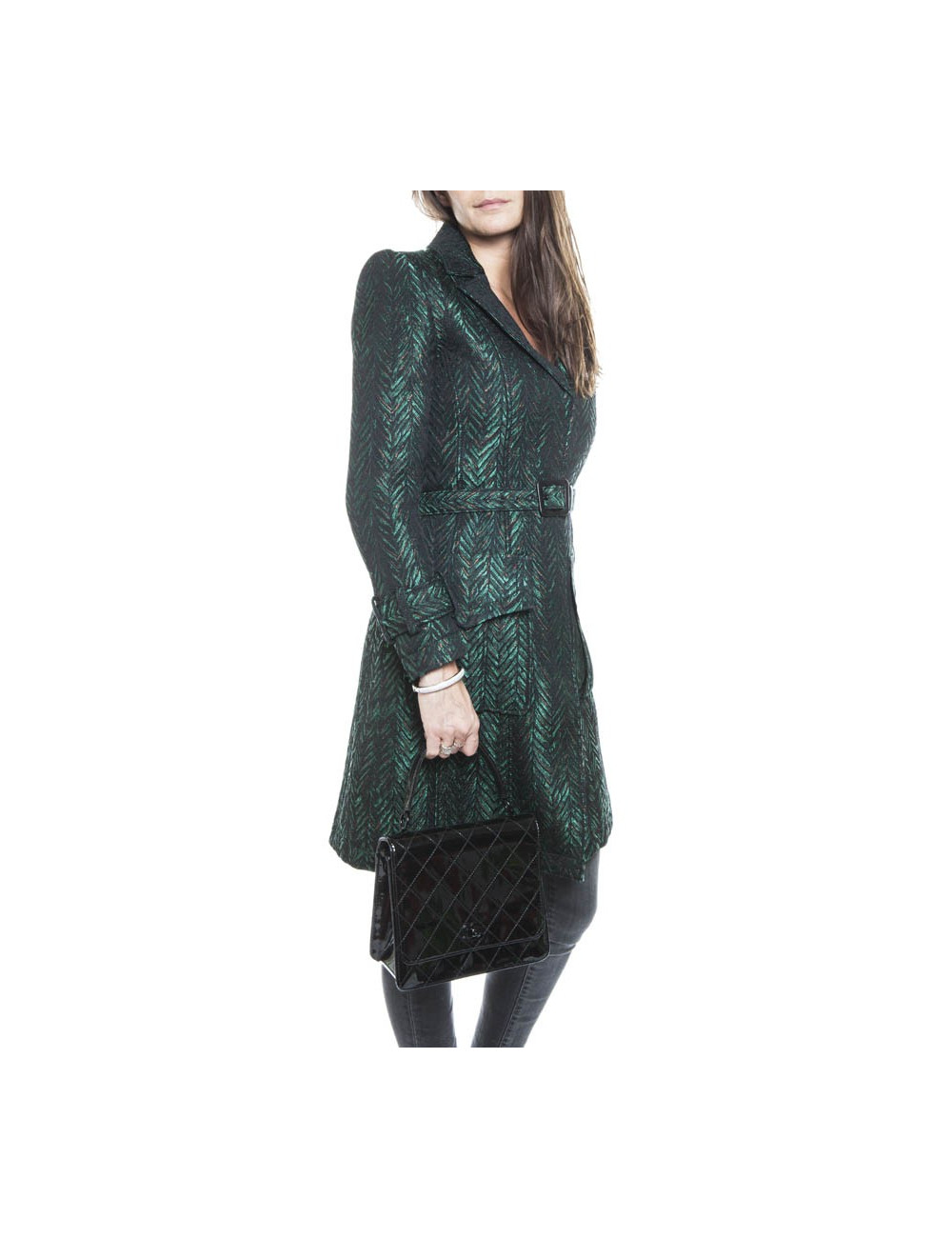 Sac CHANEL cuir verni noir vintage