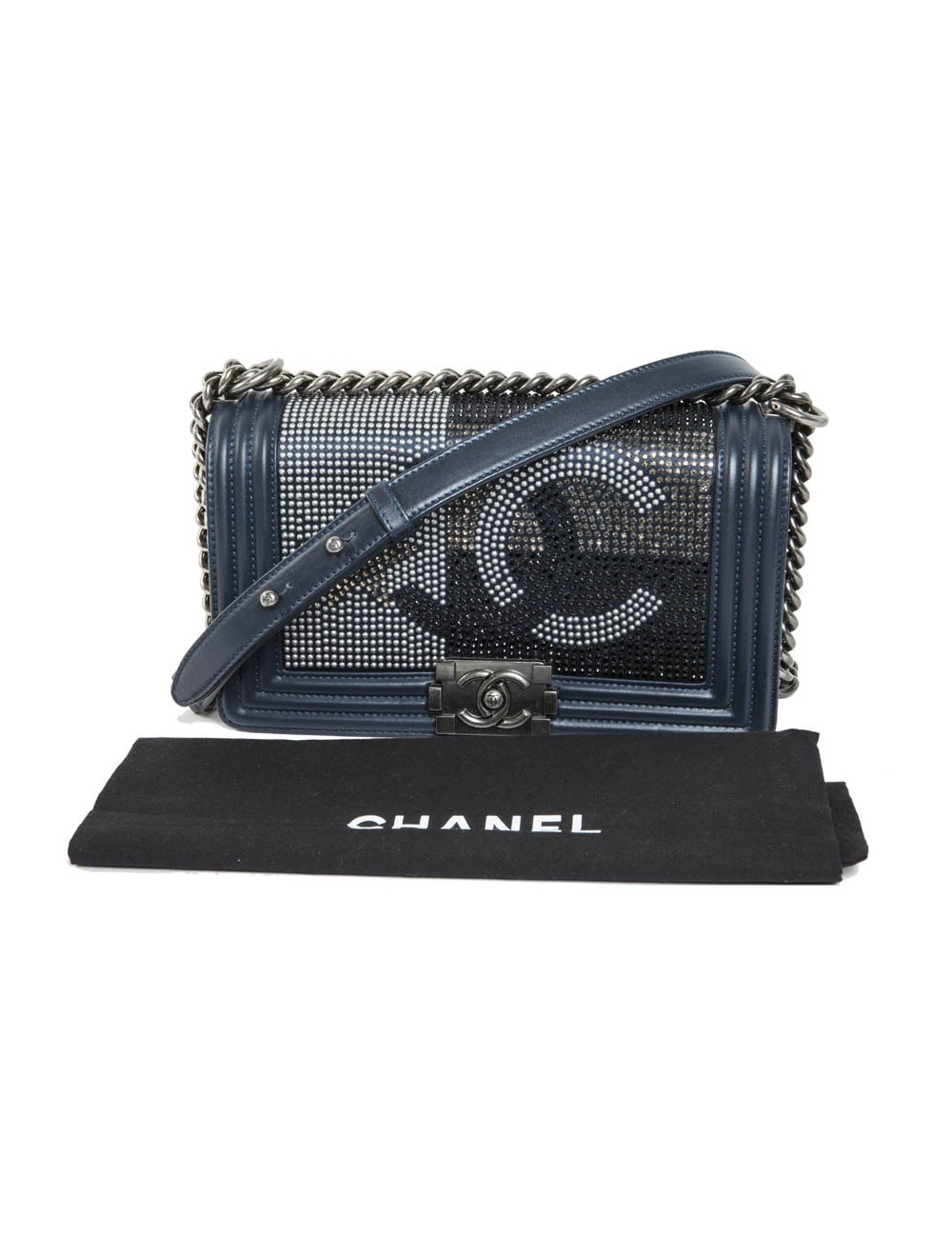 Bag Boy Navy Blue CHANEL rhinestones