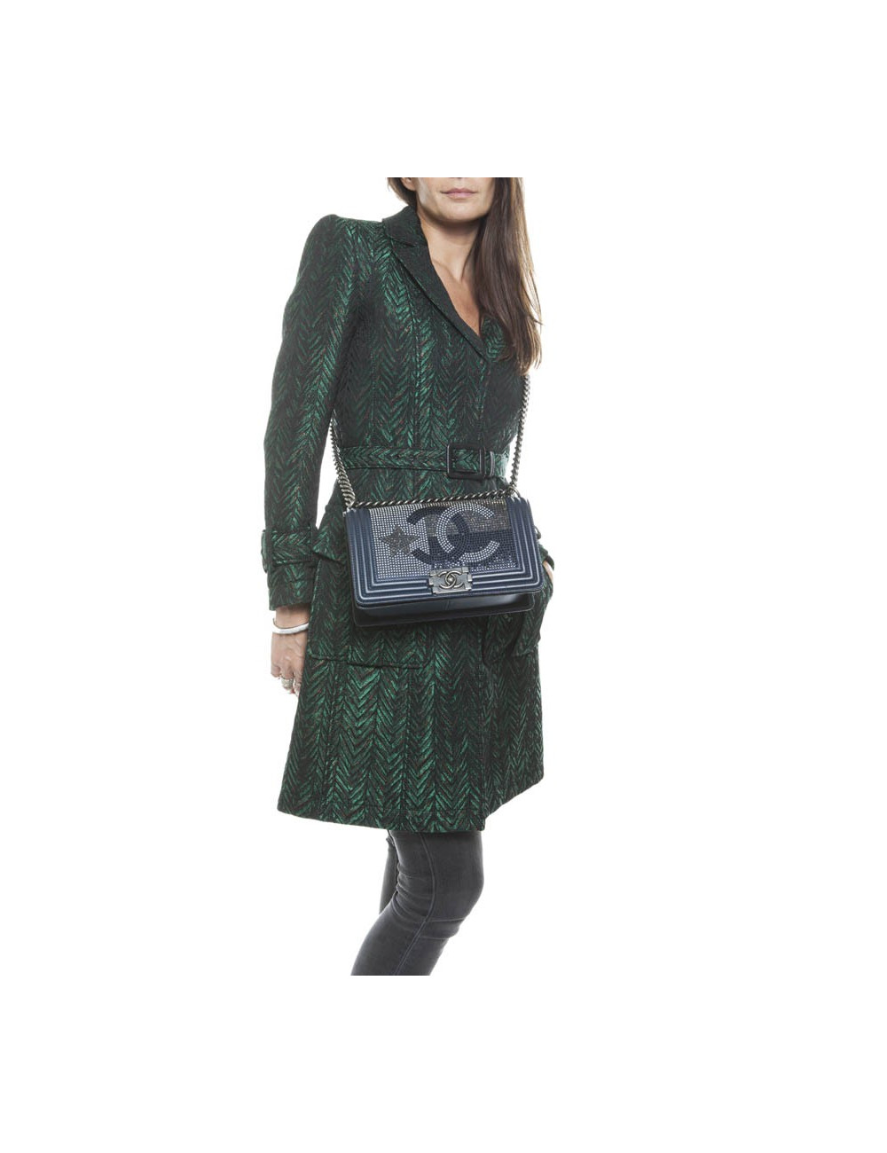 Bag Boy Navy Blue CHANEL rhinestones