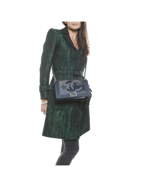 Sac Boy CHANEL bleu marine strass