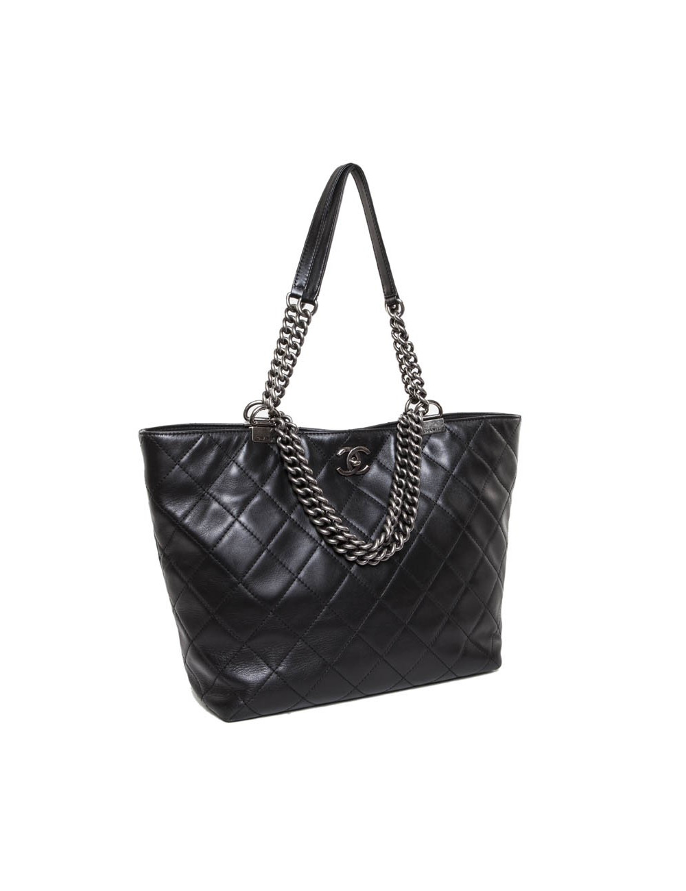 Sac cabas CHANEL cuir matelassé noir