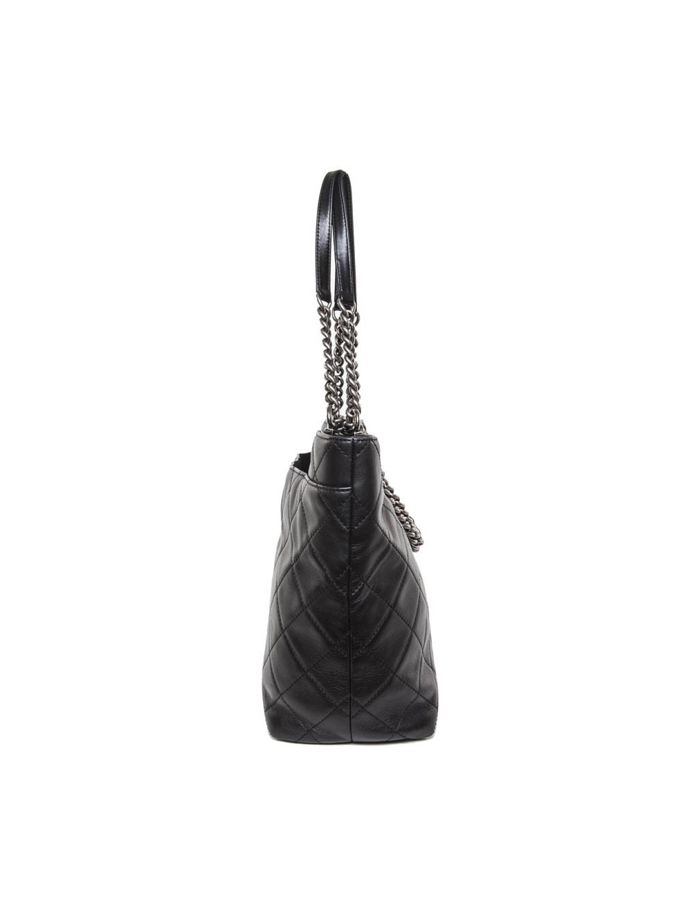 CHANEL black quilted leather tote bag