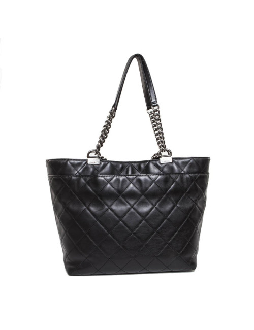 CHANEL black quilted leather tote bag