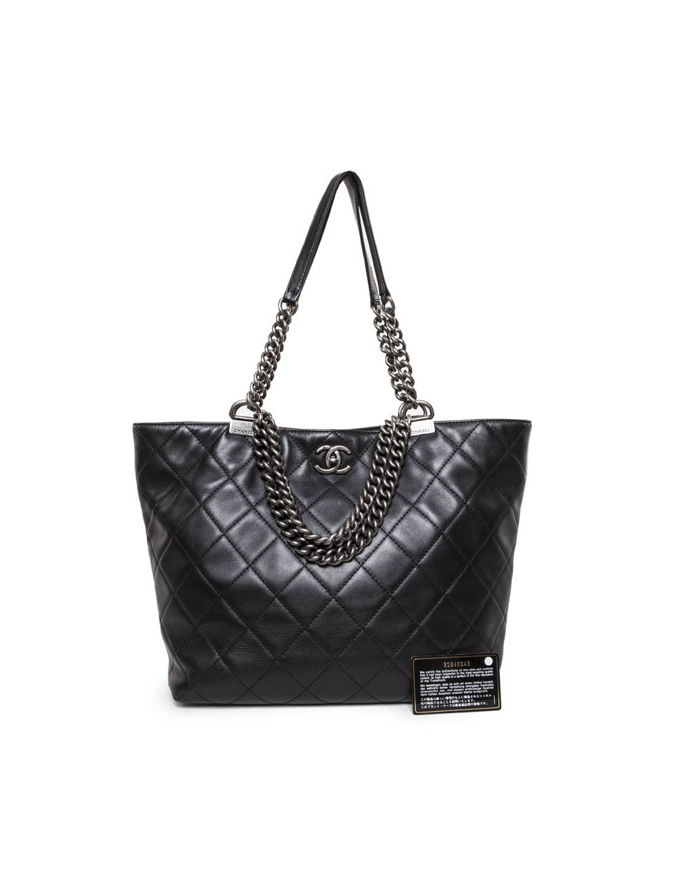 Sac cabas CHANEL cuir matelassé noir