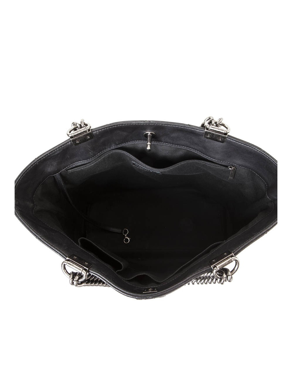 CHANEL black quilted leather tote bag