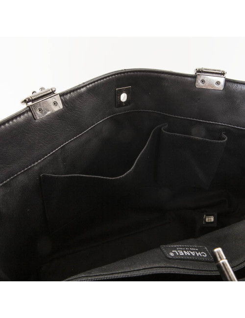 CHANEL black quilted leather tote bag