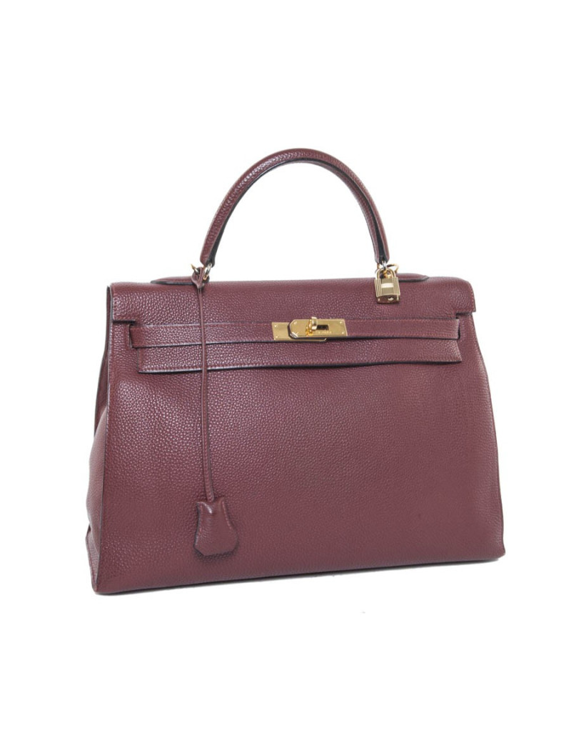 Sac Kelly 35 HERMES sellier rouge H cuir grainé