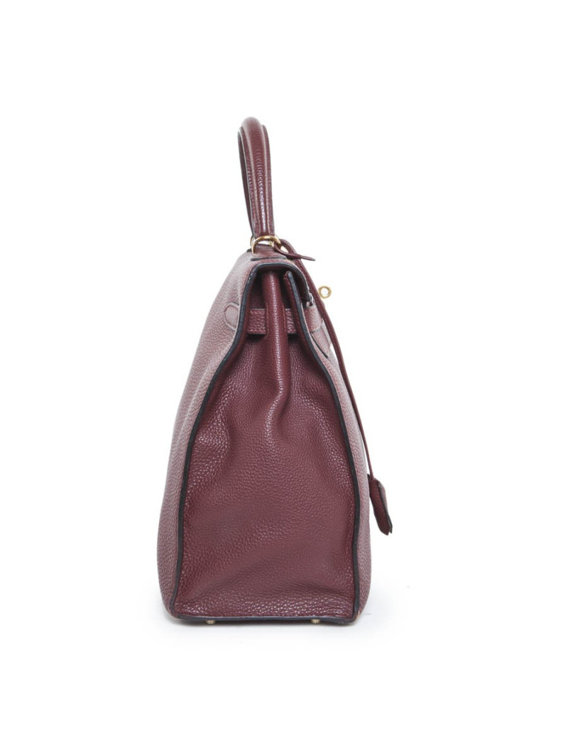Sac Kelly 35 HERMES sellier rouge H cuir grainé