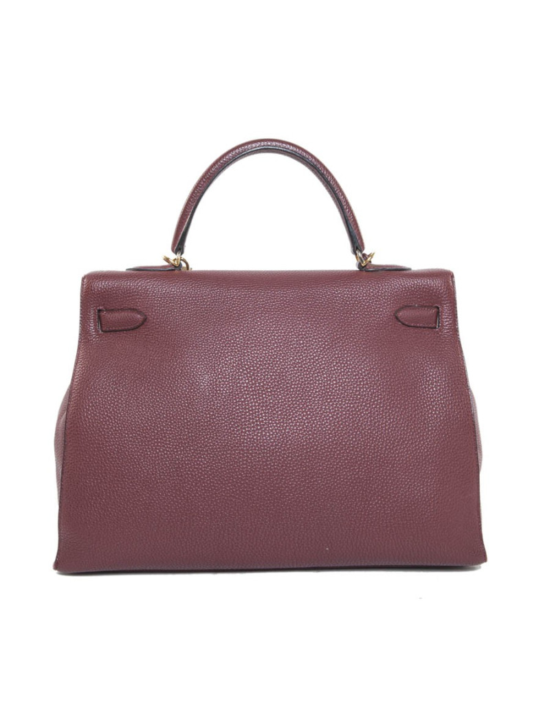 Sac Kelly 35 HERMES sellier rouge H cuir grainé