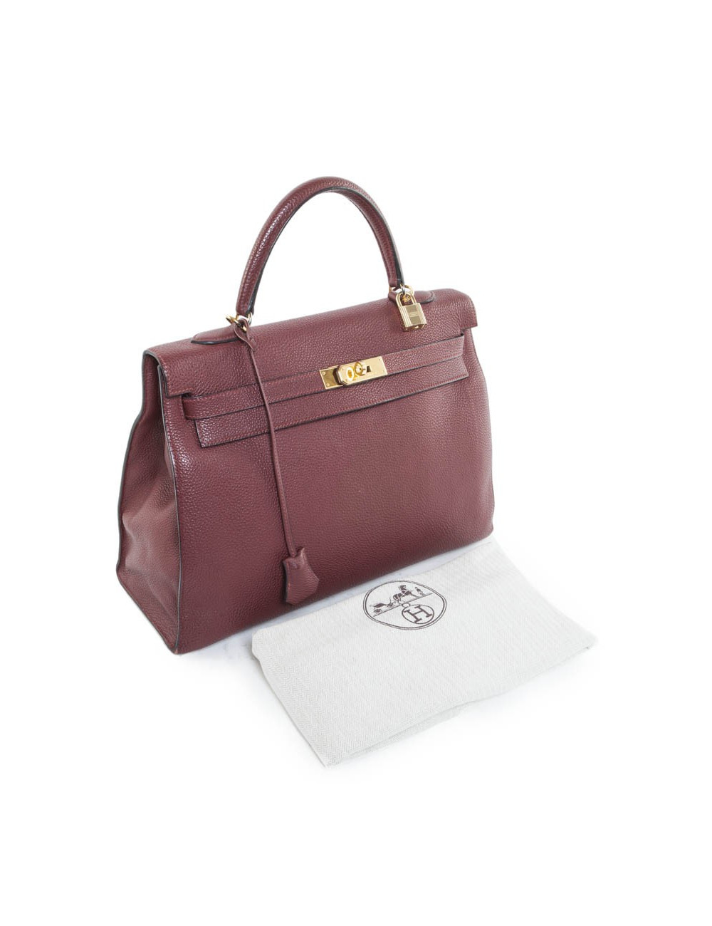 35 red SADDLER H grained leather HERMES Kelly bag