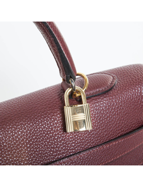 35 red SADDLER H grained leather HERMES Kelly bag