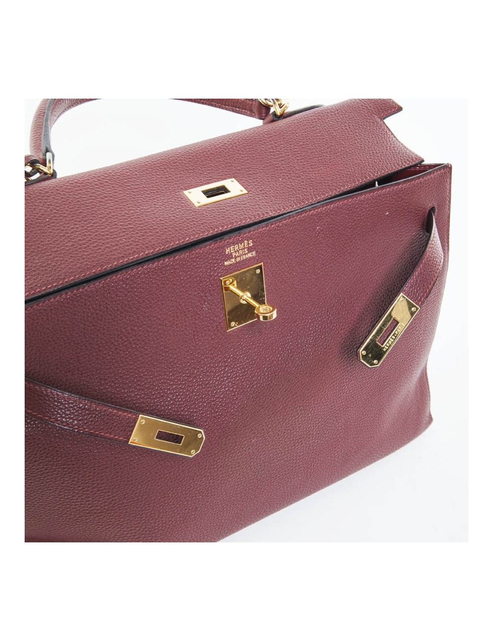 Sac Kelly 35 HERMES sellier rouge H cuir grainé