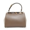 Fendi 'Silvana' bi-material bag in brown and beige leather and lizard.
