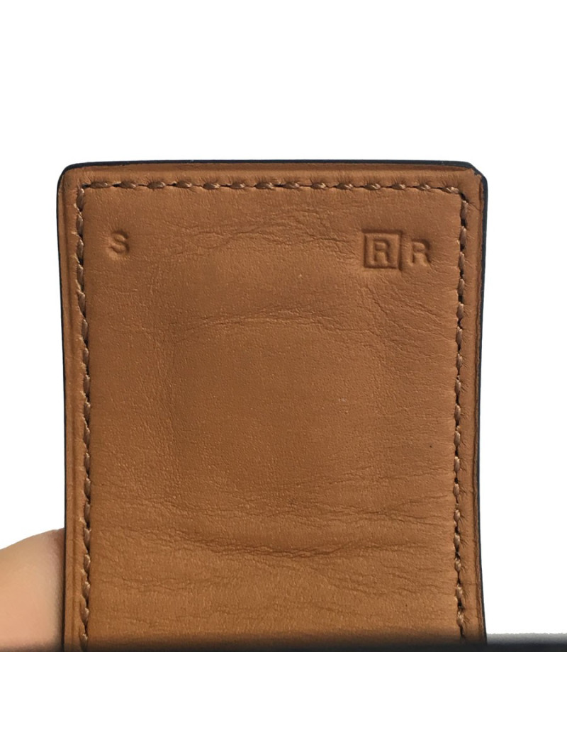 Manchette MEDOR HERMES en cuir box veau noir et bijouterie laiton plaqué or