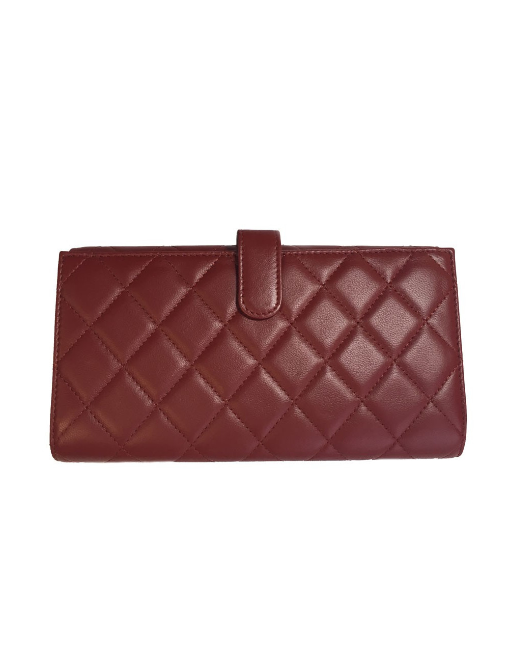 Portefeuille CHANEL en cuir matelassé rouge