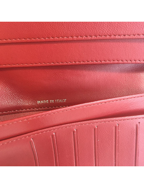 Portefeuille CHANEL en cuir matelassé rouge