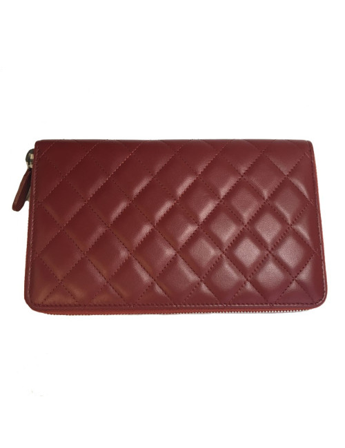 Compagnon CHANEL cuir matelassé rouge