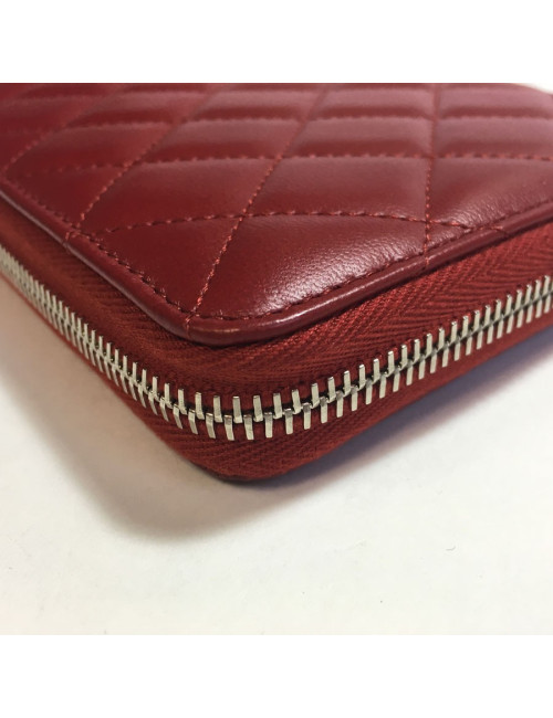 Compagnon CHANEL cuir matelassé rouge