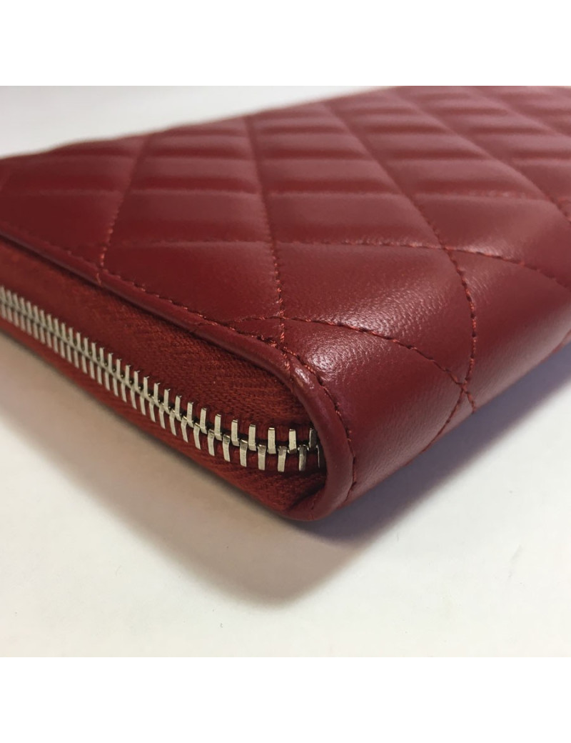 Compagnon CHANEL cuir matelassé rouge