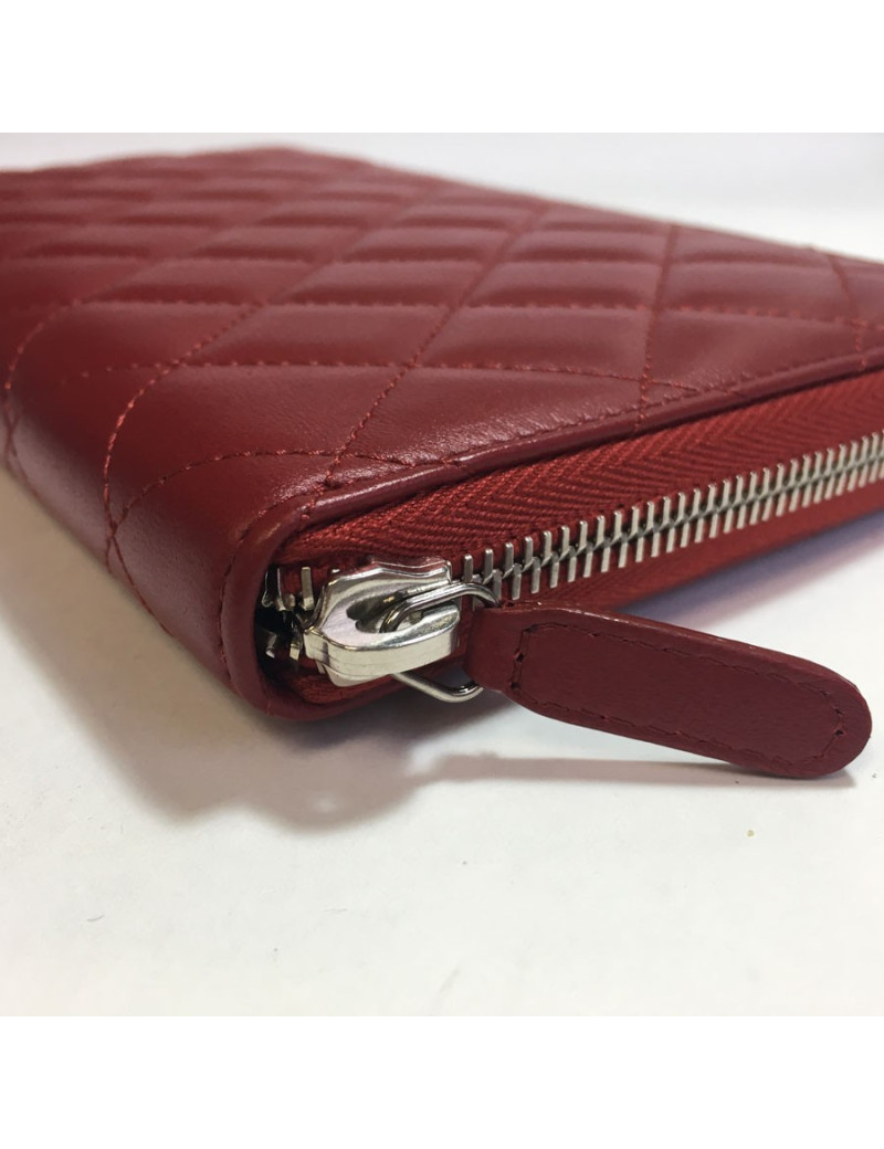 Compagnon CHANEL cuir matelassé rouge