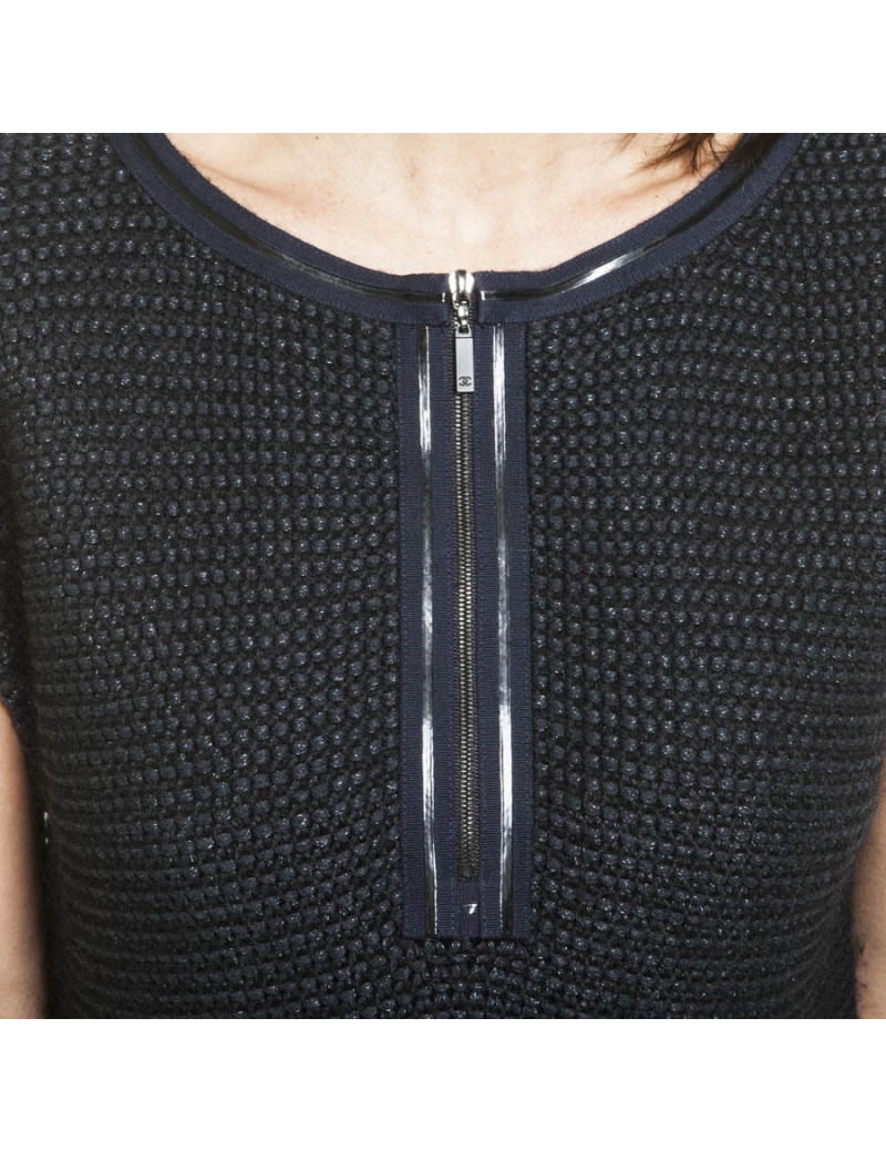 Robe CHANEL bleue et noir en tricot T 38