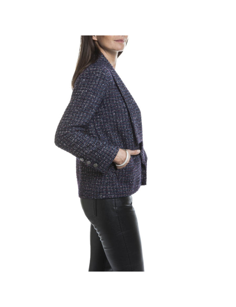 Veste CHANEL T 34 Tweed et fils d'argent