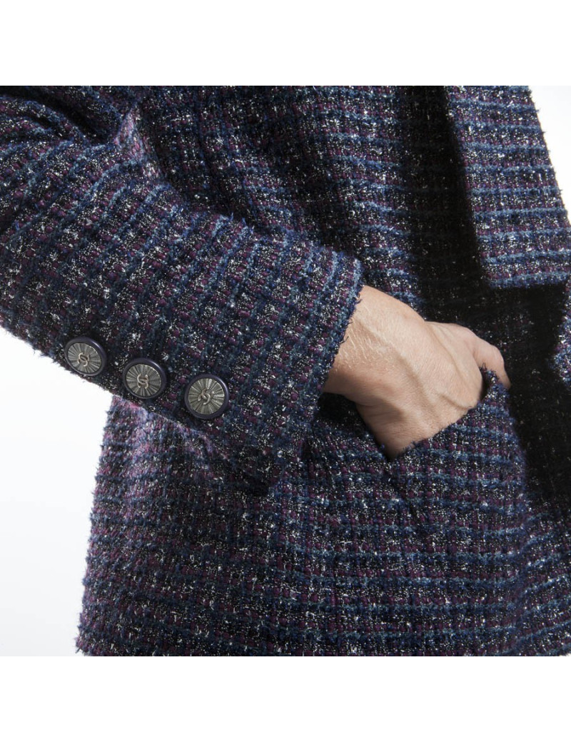 CHANEL T 34 Tweed jacket and silver threads