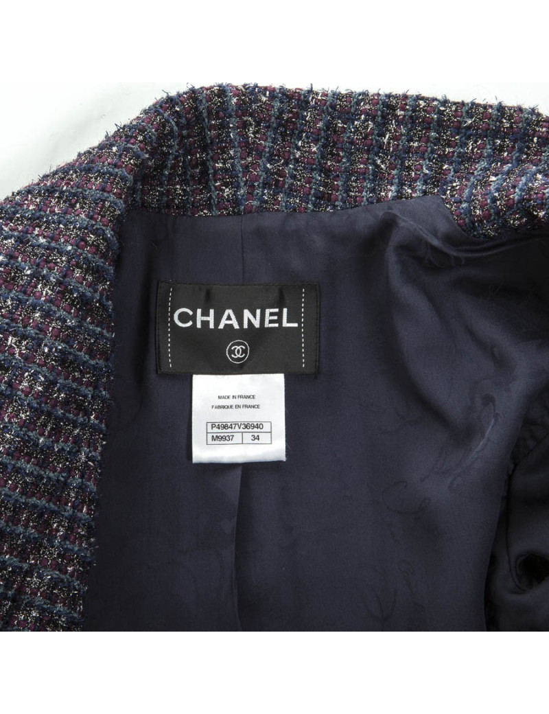 CHANEL T 34 Tweed jacket and silver threads