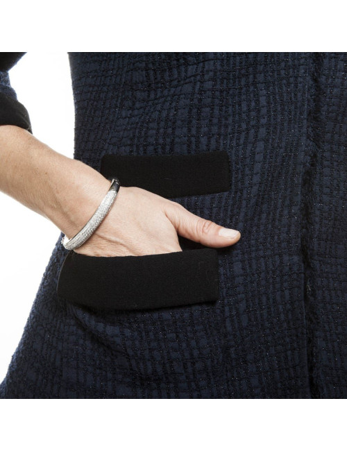 Veste CHANEL T 40 tweed bleu nuit