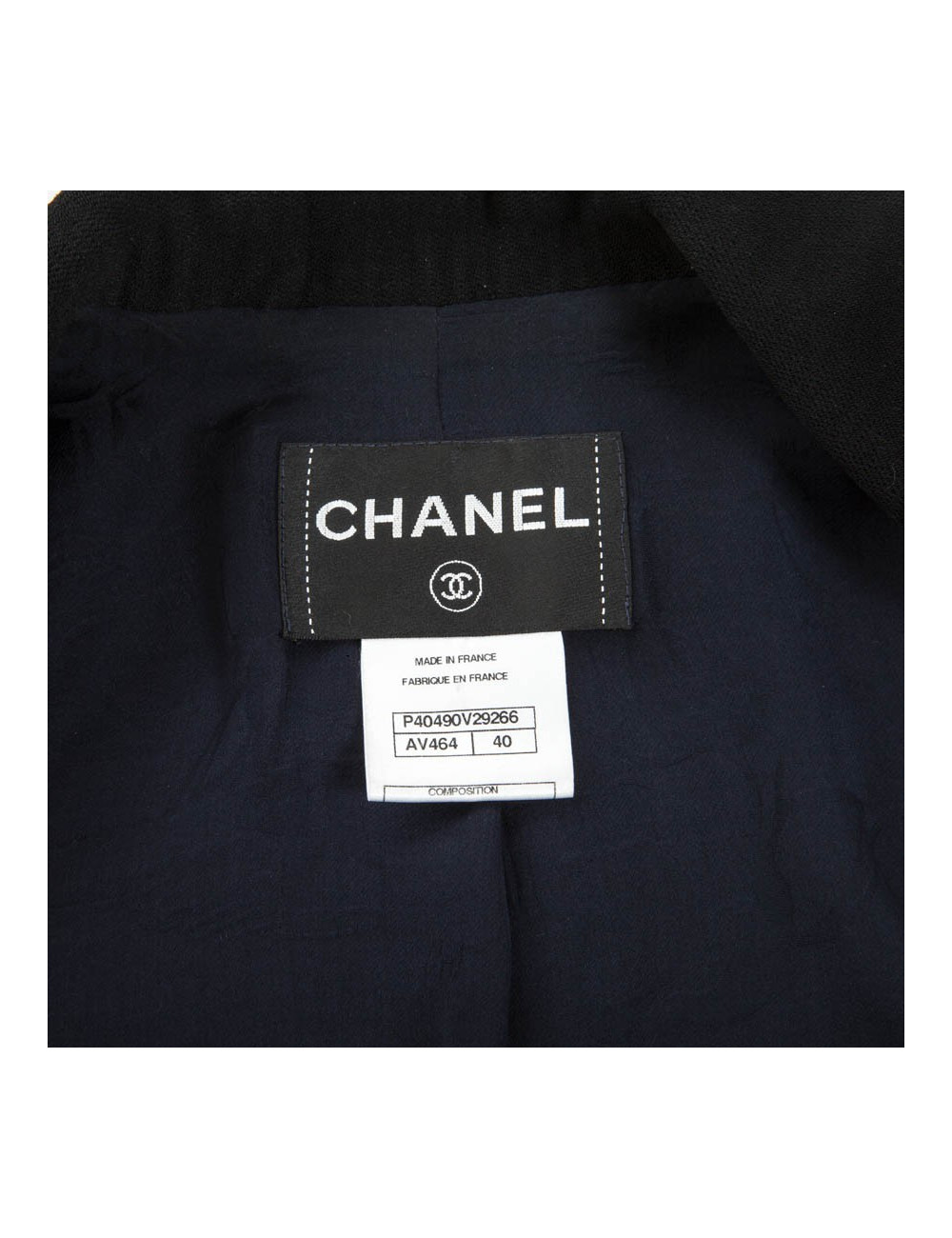 CHANEL T 40 en blue tweed jacket night