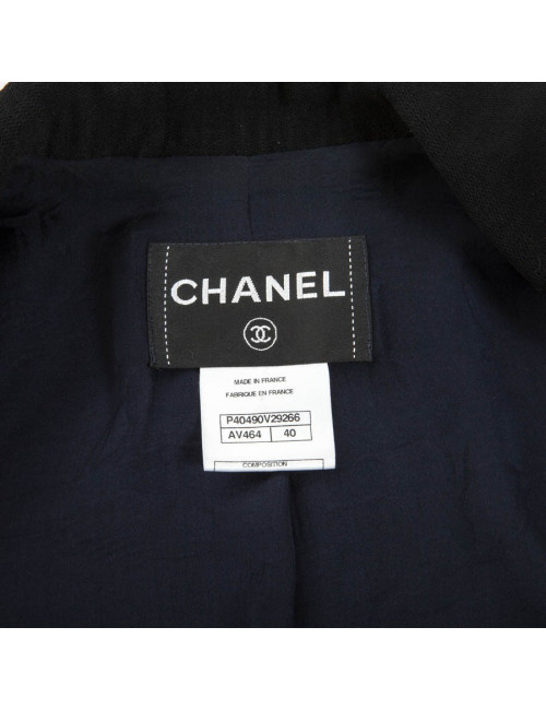 CHANEL T 40 en blue tweed jacket night