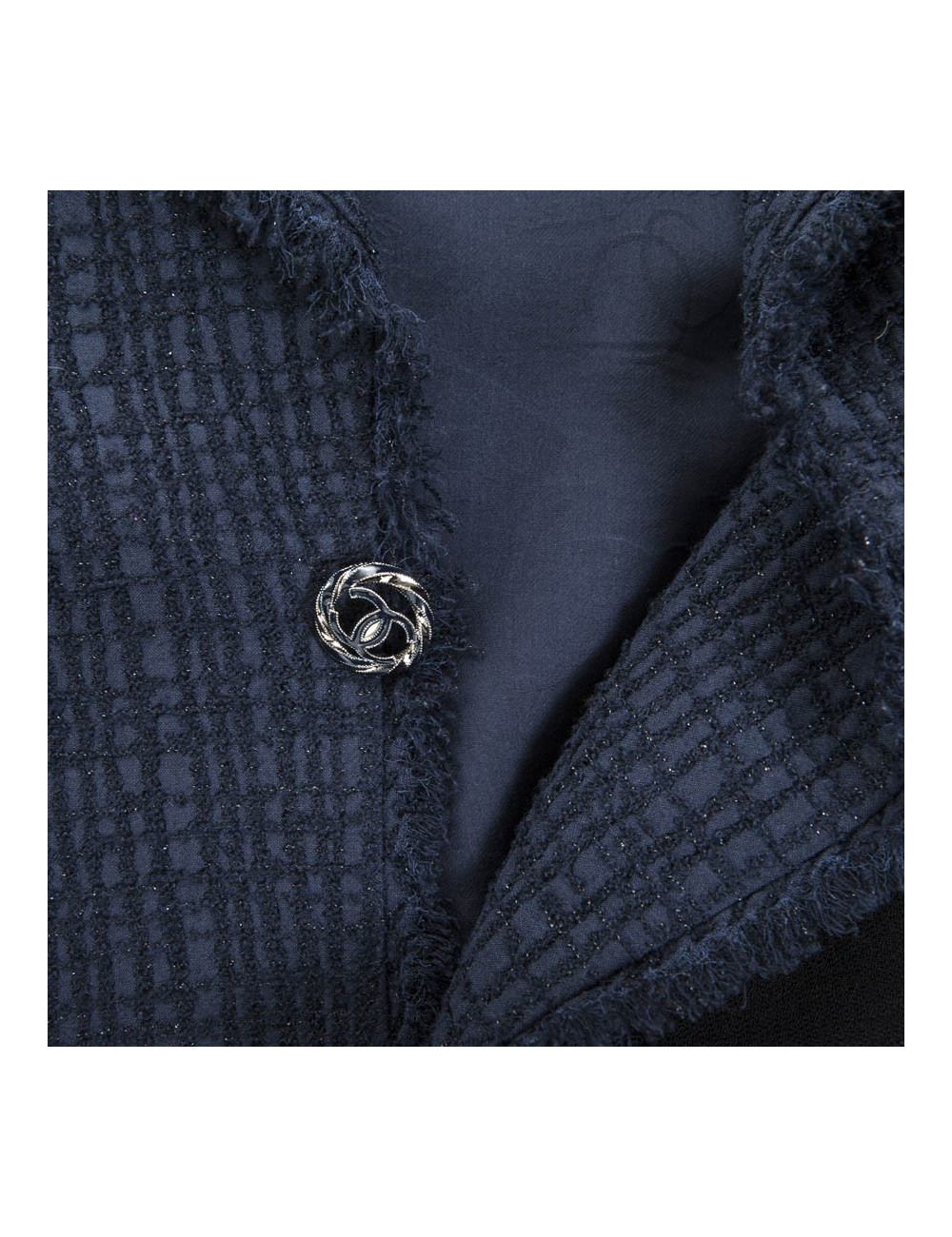 Veste CHANEL T 40 tweed bleu nuit