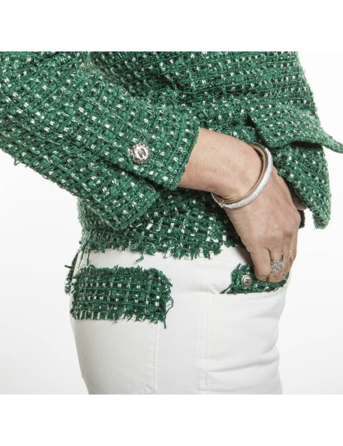 CHANEL T 36 jacket and pants green and white together