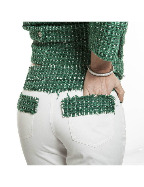 CHANEL T 36 jacket and pants green and white together