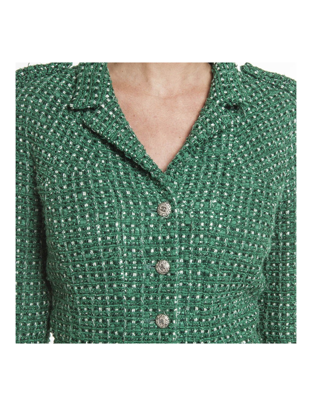 CHANEL T 36 jacket and pants green and white together