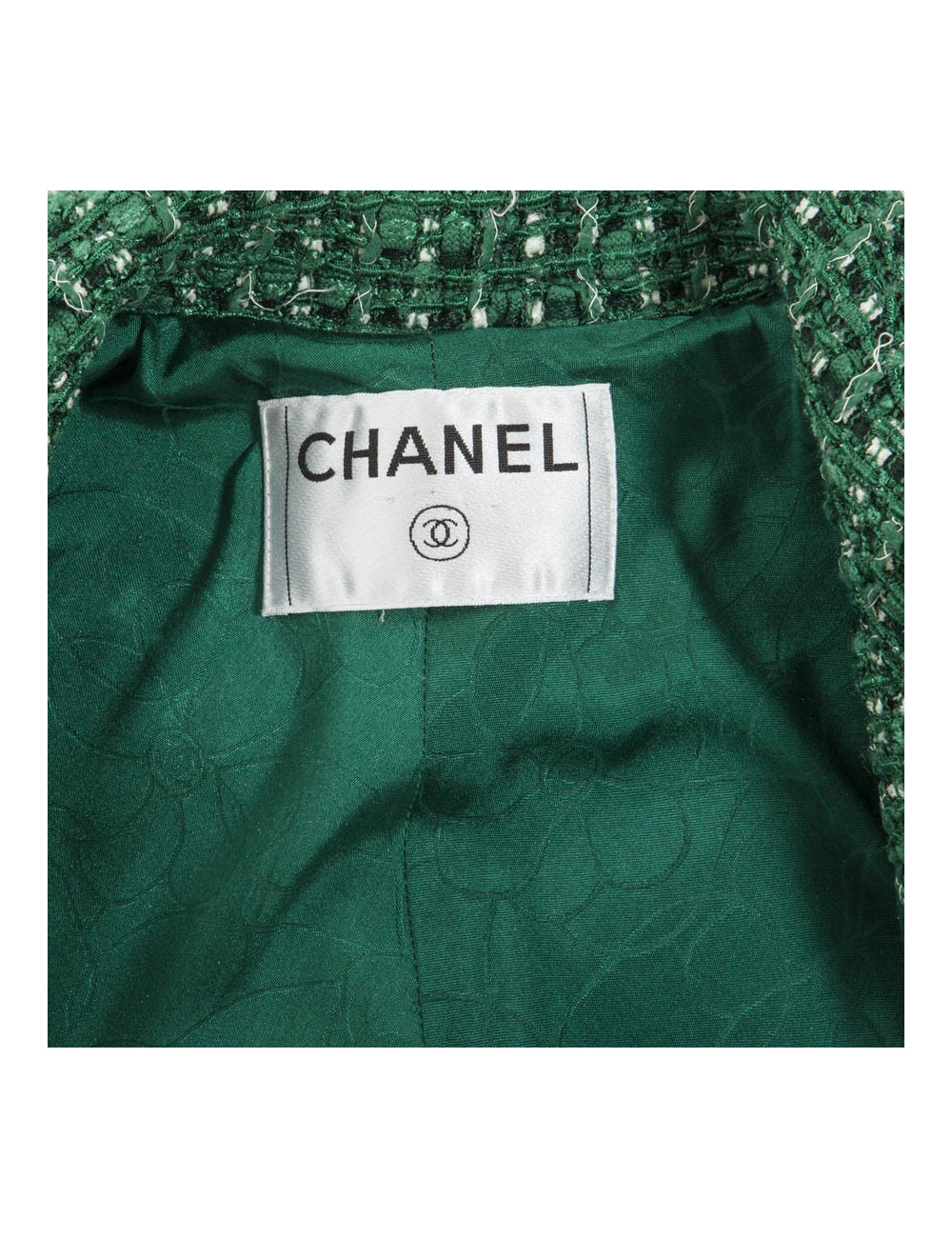 Ensemble CHANEL T 36 veste et pantalon vert et blanc