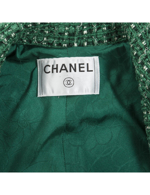 Ensemble CHANEL T 36 veste et pantalon vert et blanc