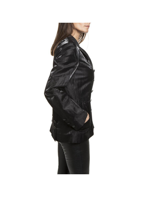 Blazer CHANEL T 40 fr en lin et nylon noir