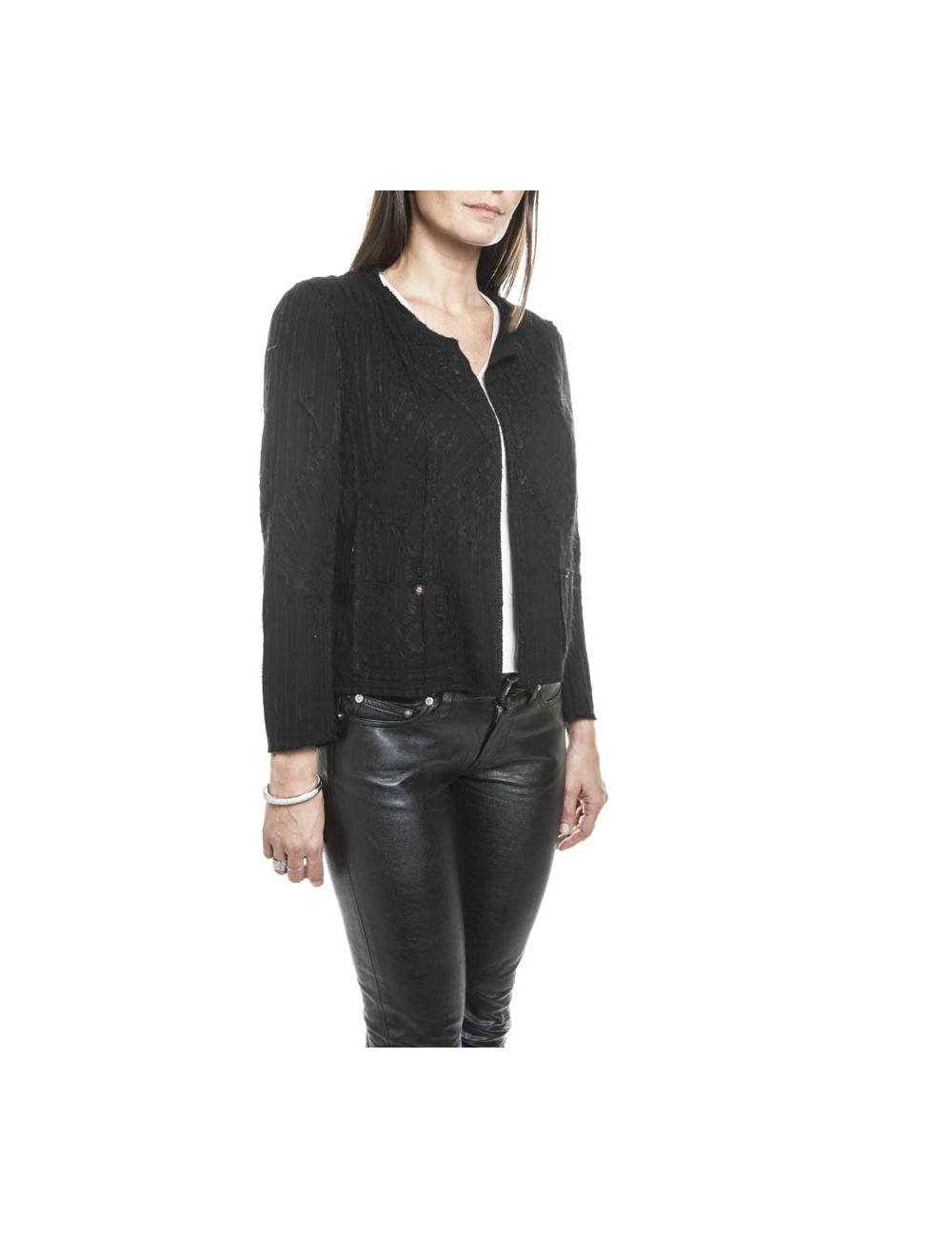 Veste CHANEL T 42 soie noire