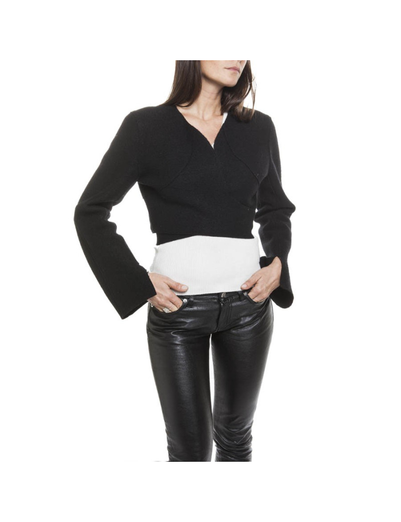 Boléro CHANEL noir en laine bouilli