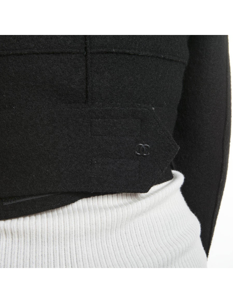 CHANEL black Bolero in boiled wool 38 en T