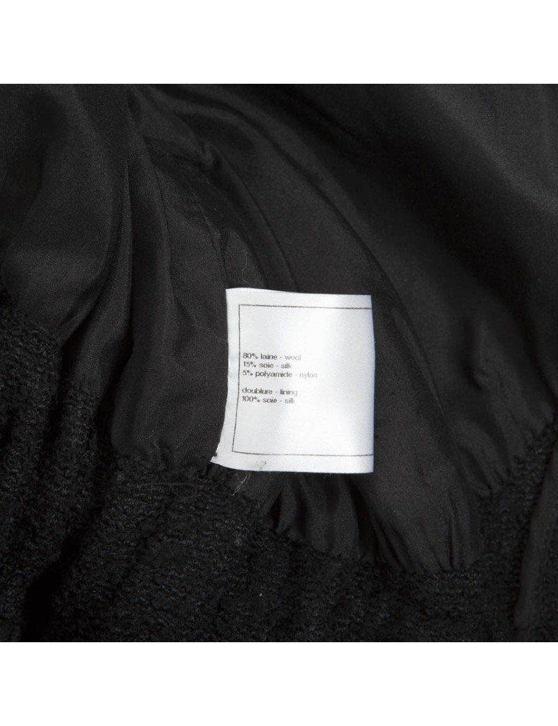 CHANEL coat in black tweed wool size 38/40FR